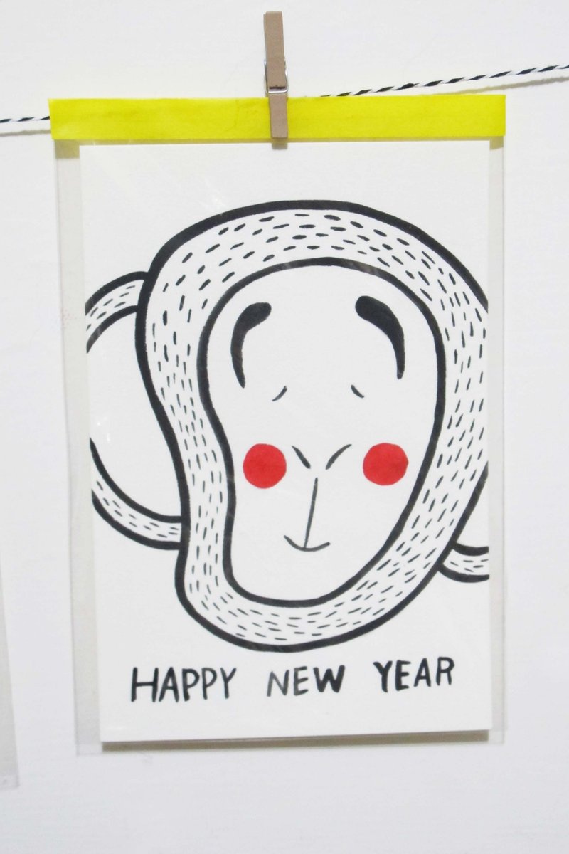 2016 Year of the Monkey pure hand-painted greeting cards greeting cards can be customized to help you write to write the word - Chinese New Year - Paper Red