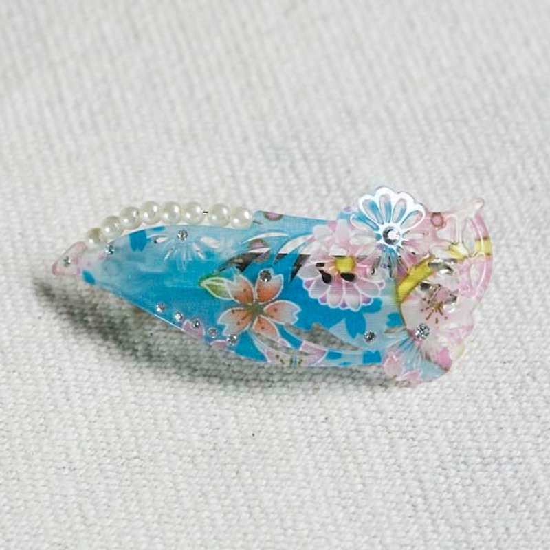 [MITHX] Thousand Sakura Fire, Pearl, Auto Clip, Flat Clip, Hair Clip-Blue - Hair Accessories - Acrylic Blue