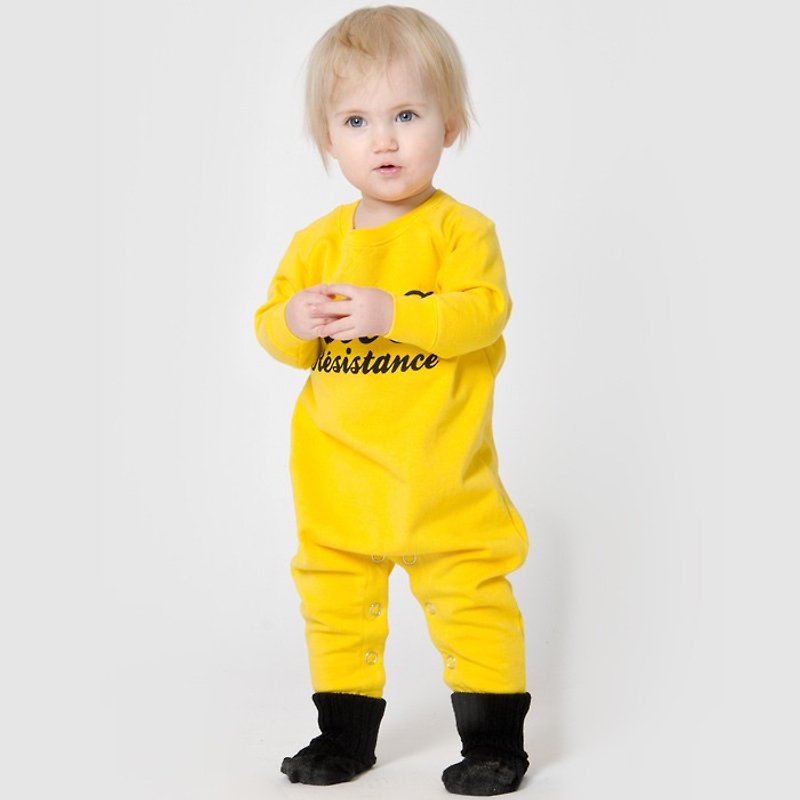 【Swedish children's clothing】Organic cotton onesies 6M to 2 years old onesies yellow - ชุดทั้งตัว - ผ้าฝ้าย/ผ้าลินิน สีเหลือง