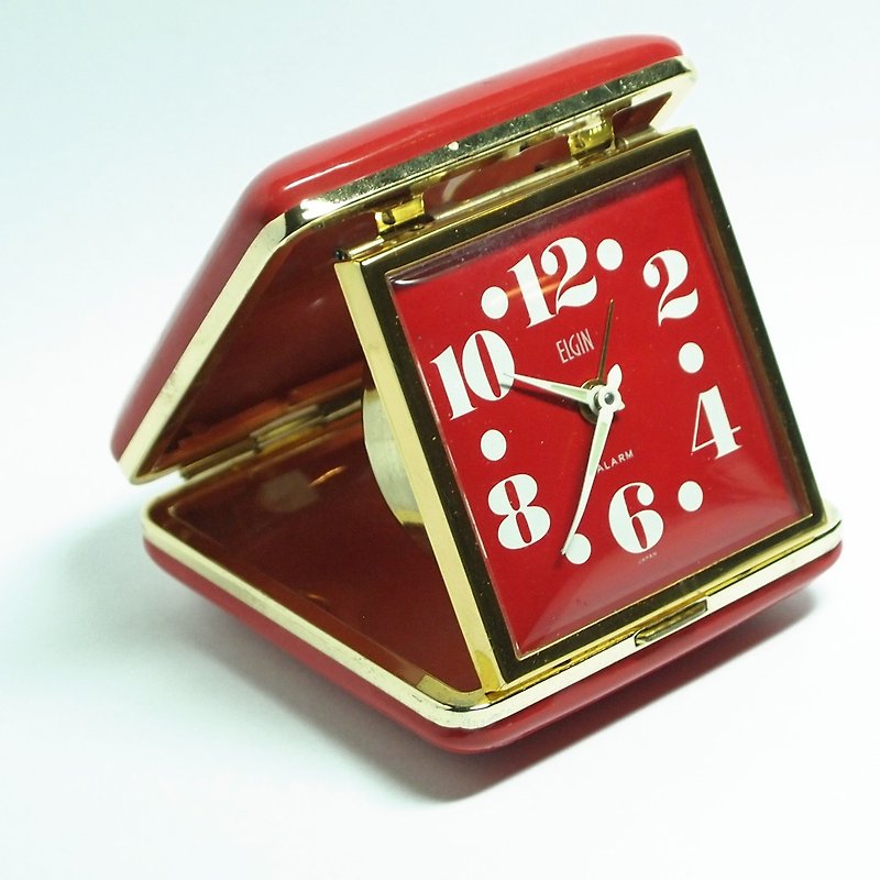 80-90年代 ELGIN 日本製機械式時鐘 - 時鐘/鬧鐘 - 其他金屬 紅色