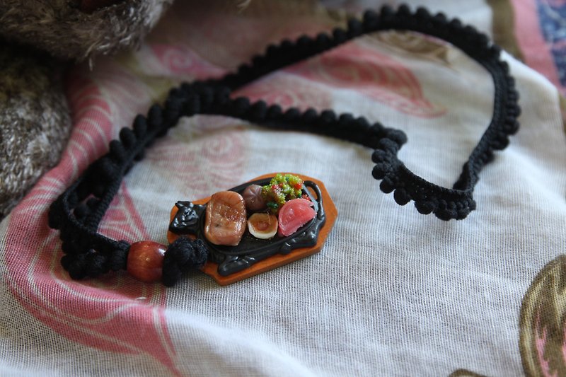 Tie-board meals friends ~ mini steak meal Necklace - Necklaces - Other Materials Multicolor