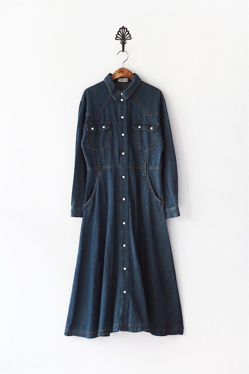 Banana Flyin '| Vintage | blue denim long-sleeved dress - One Piece Dresses - Other Materials 