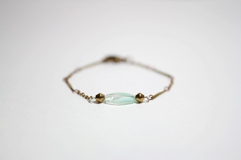 Mints natural stone diamond geometric modeling brass bracelet - Bracelets - Other Metals Green