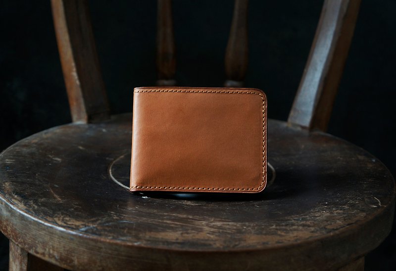 【新系列】零錢短夾 bifold wallet 頂級牛皮 簡約 可專屬刻字 - 銀包 - 真皮 咖啡色