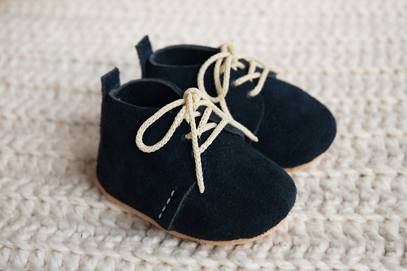 Navy Blue Baby Lace Up Boots, Handmade Leather Baby Shoes, Baby Boy Shoes, Baby Shower Gift, Suede Baby Shoes, Newborn Baby Crib Shoes - Kids' Shoes - Genuine Leather Blue