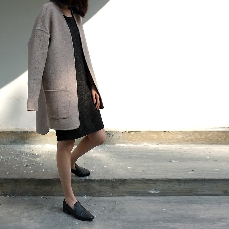 Gao fruit / GAOGUO original designer brand new winter women's double-sided wool cardigan coat jacket - กางเกงขายาว - ขนแกะ สีกากี
