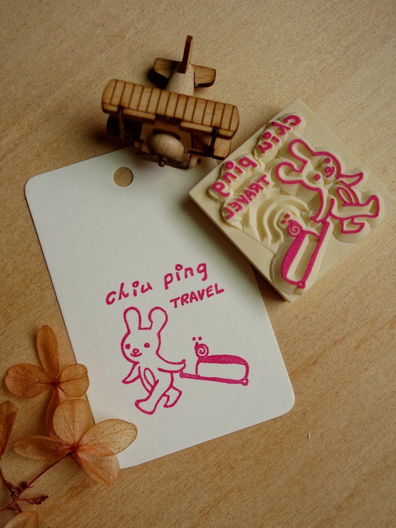Let's travel _ rubber stamp (rabbit) - Other - Rubber Pink