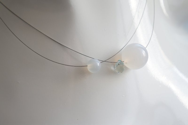 Bai Sui minimalist natural semi-precious stones necklaces - สร้อยคอ - วัสดุอื่นๆ ขาว
