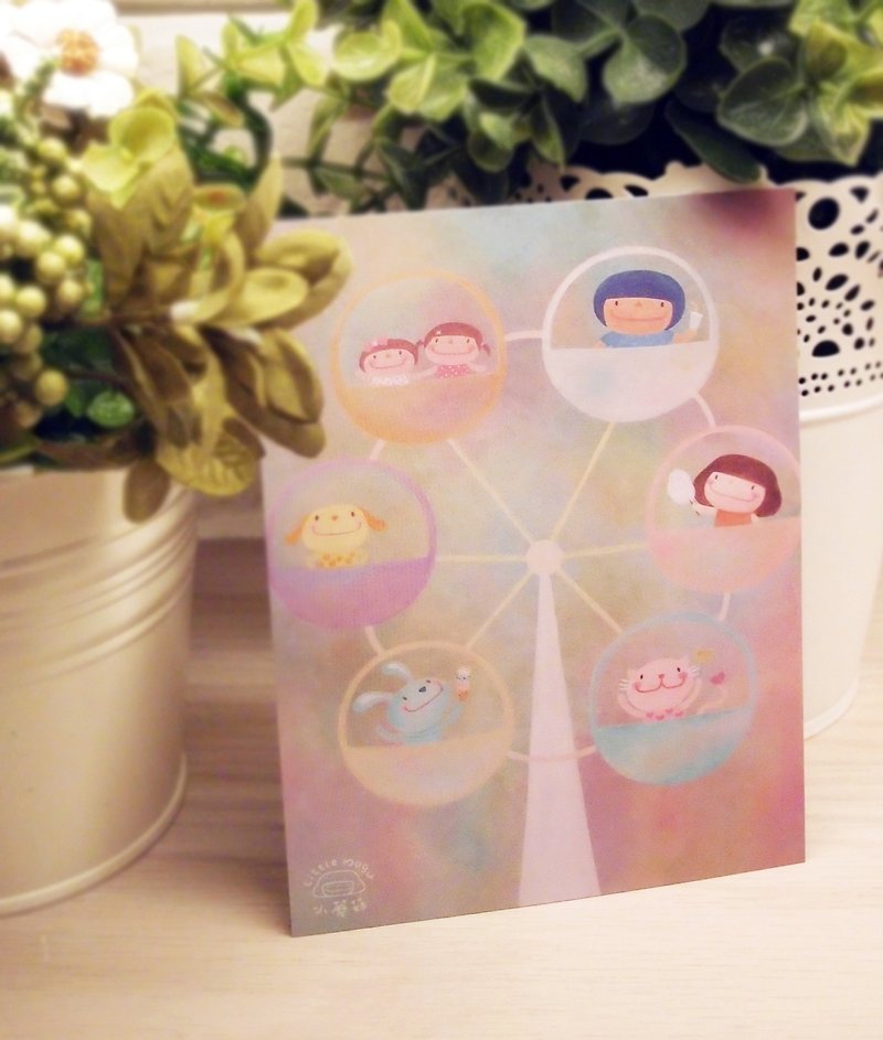小蘑菇明信片－幸福摩天輪 - 卡片/明信片 - 紙 粉紅色