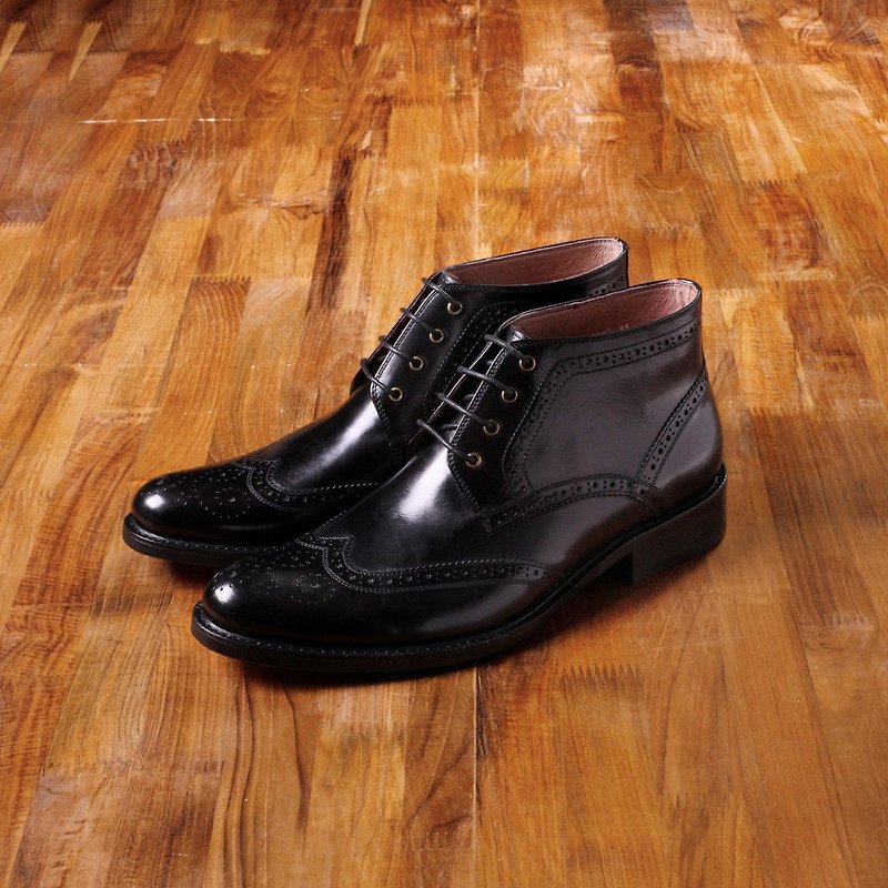 Vanger elegant beauty ‧ gentleman style carved Derby boots Va148 British black - Men's Casual Shoes - Genuine Leather Black