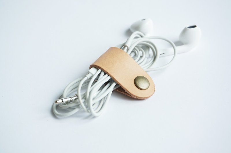 Nature Classic - Short Style Collector for Earphone - Cable Organizers - Genuine Leather Khaki