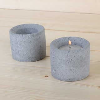 Clear Cement candle holder cylindrical