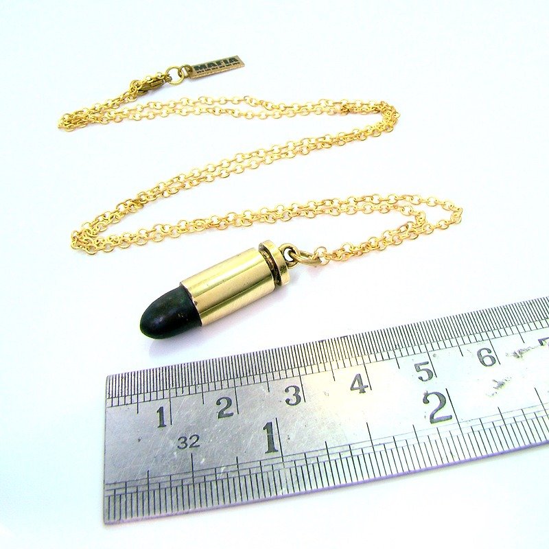 Bullet pendant in brass and oxidized antique color,Rocker jewelry ,Skull jewelry,Biker jewelry - Necklaces - Other Metals 