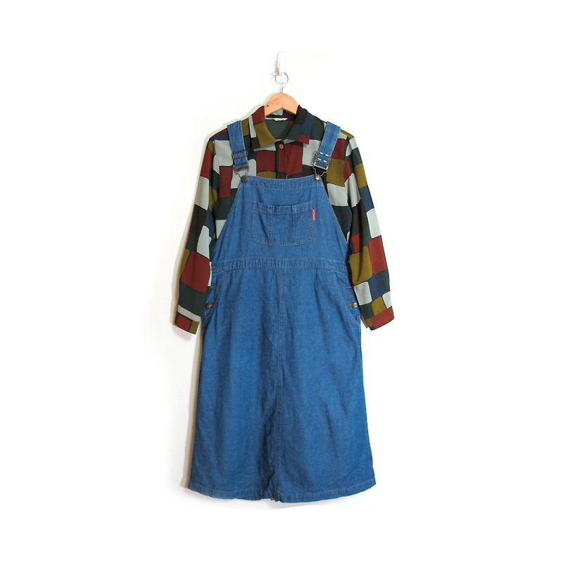 [Eggs] in a good mood plant vintage colored vintage cowboy Dress - One Piece Dresses - Cotton & Hemp Blue