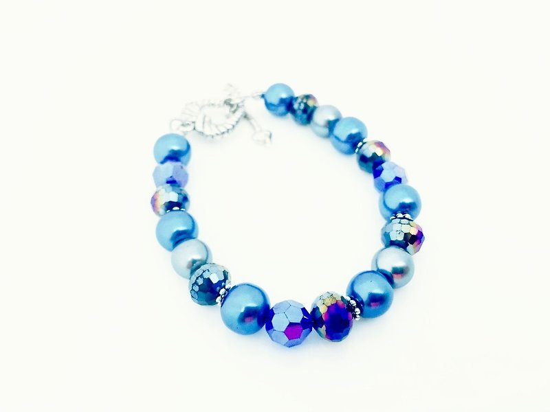 「綜合水晶藍色手環」 - 手鍊/手環 - 其他材質 藍色