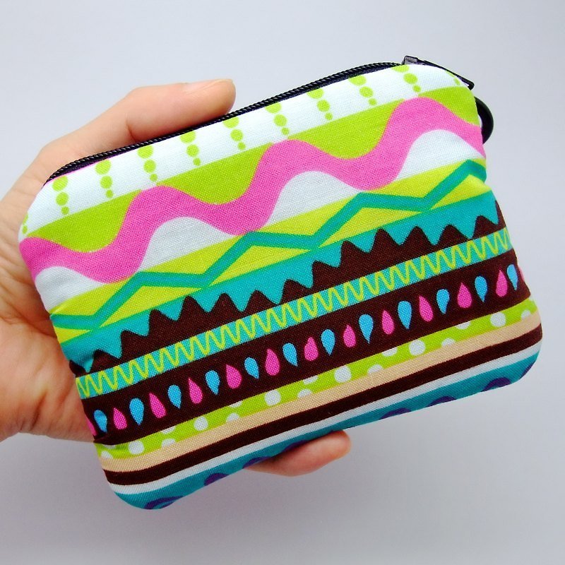 Zipper pouch / coin purse (padded) (ZS-64) - กระเป๋าใส่เหรียญ - ผ้าฝ้าย/ผ้าลินิน หลากหลายสี