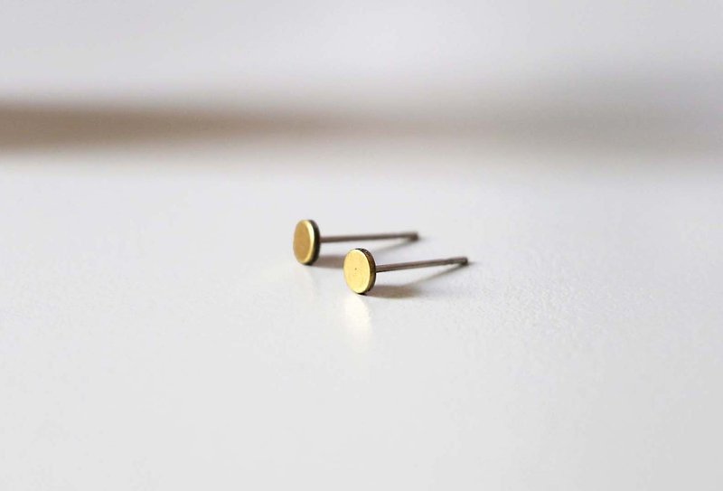 其他金屬 耳環/耳夾 黃色 - 銅片 耳環(針)