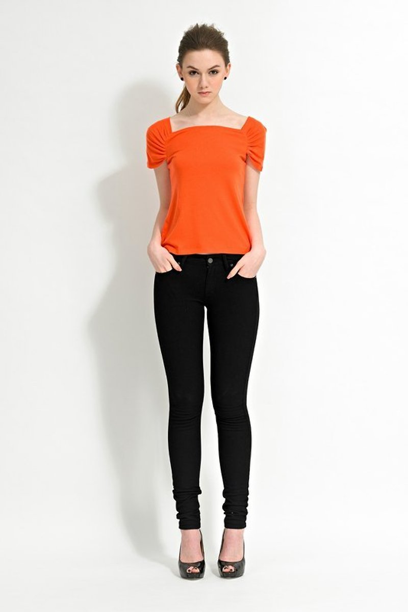 Boat Neck Top - Women's T-Shirts - Other Materials Orange
