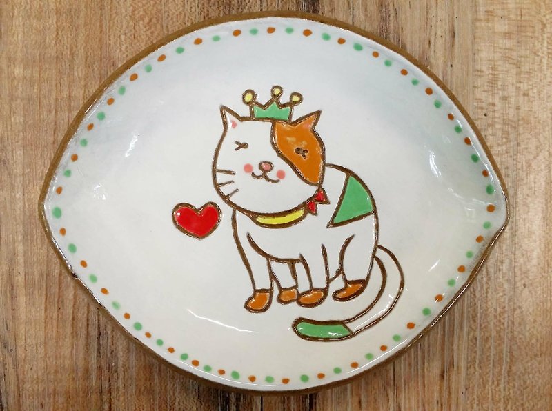 【造型盤】貓咪小王子─橘色襪子 - 花瓶/陶器 - 其他材質 