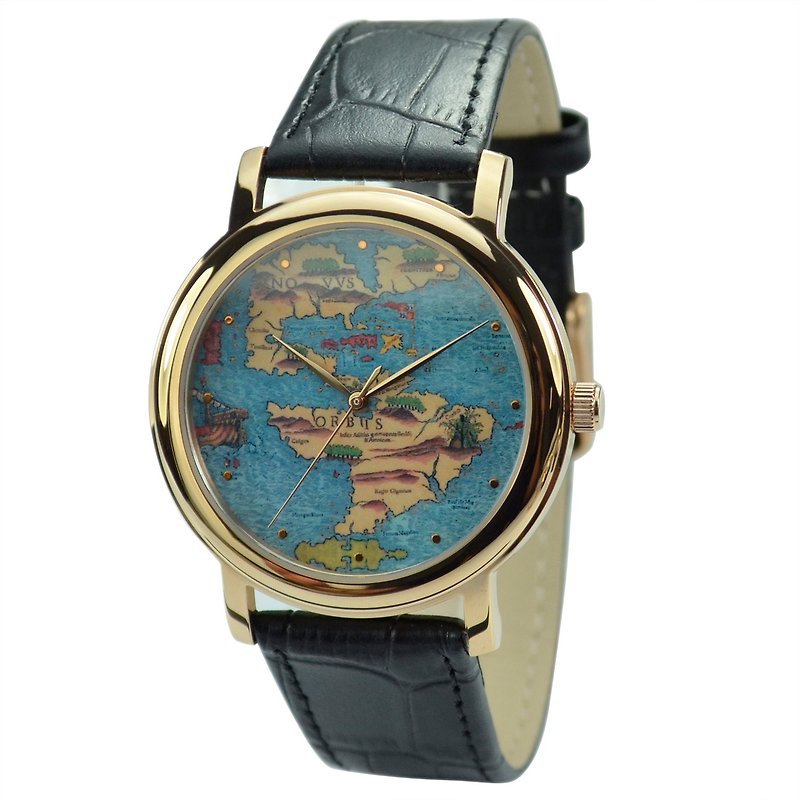 Ancient Map Watch (Discover New World)-Free Shipping Worldwide - นาฬิกาผู้หญิง - โลหะ สีทอง