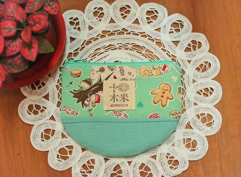 [Ten wooden meters. Lorenza] Candy half cake purse / little things Bag - กระเป๋าใส่เหรียญ - วัสดุอื่นๆ สีเขียว