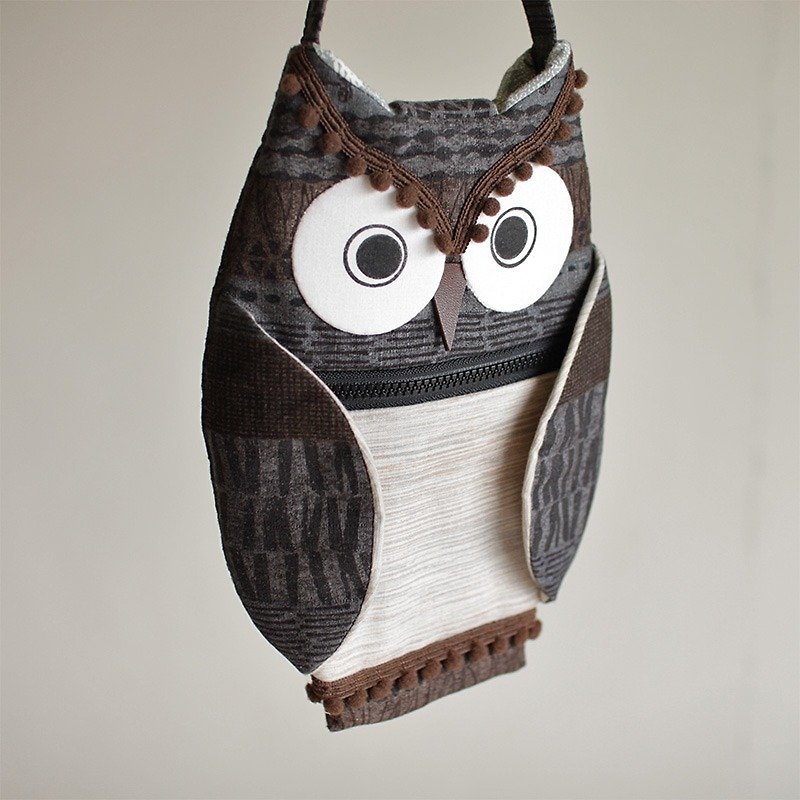Owl cell phone pocket wallet No.3 - Phone Cases - Cotton & Hemp Brown