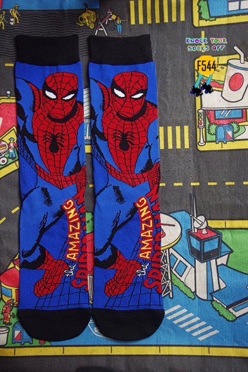 蜘蛛人卡通襪!!夏漪眺=knock your socks off !! - 襪子 - 其他材質 藍色