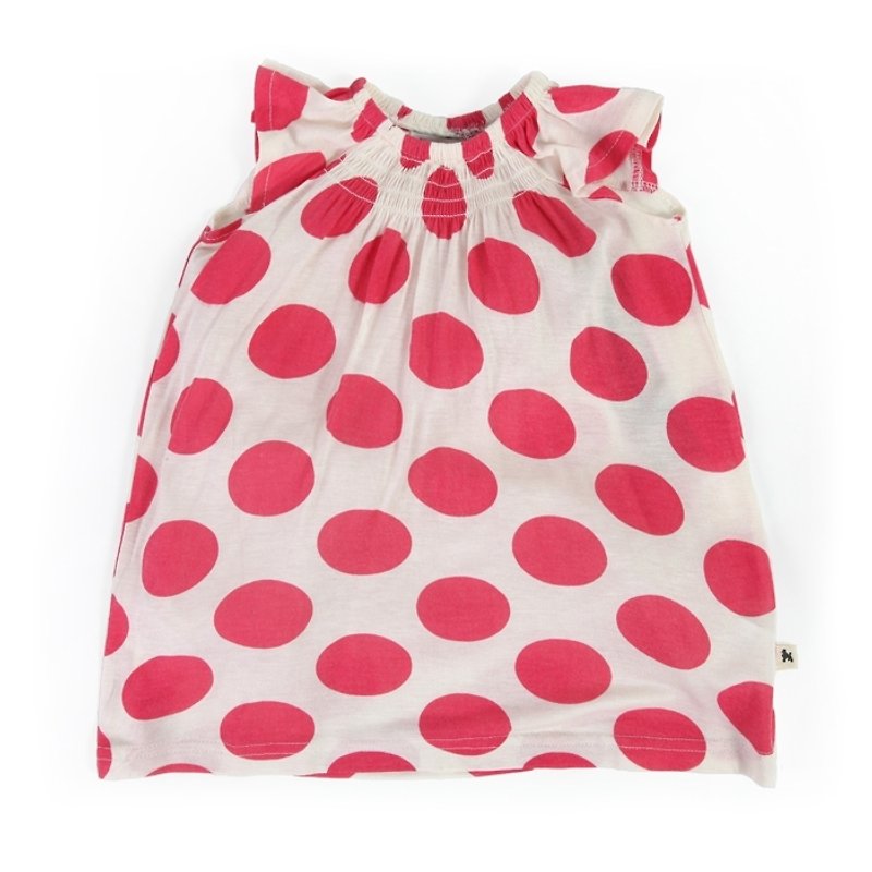 【北歐童裝】瑞典有機棉嬰幼兒女孩洋裝新生至2歲 點點 - 童裝禮服 - 棉．麻 紅色