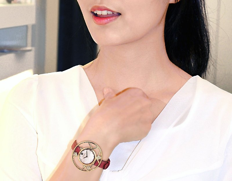 ◆ Rose Gold Plum Blossom Elegant Watch Passionate Red─"Ingenuity Collection" - นาฬิกาผู้หญิง - โลหะ สีแดง