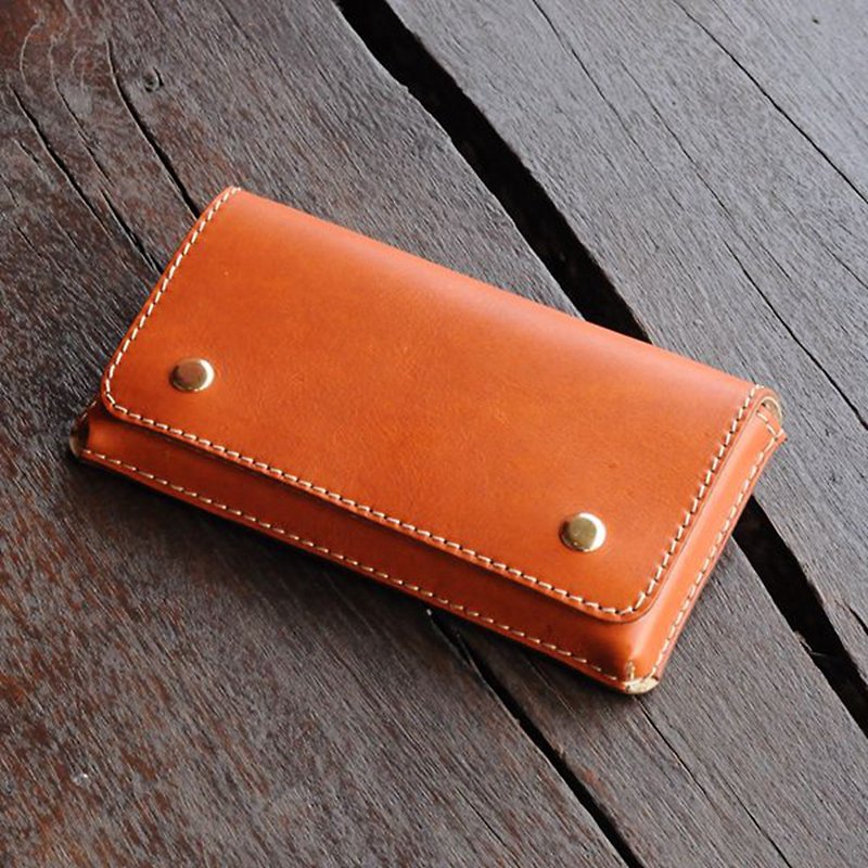 Mobile Phone Bags | Handmade Leather Goods | Customized Gifts | Vegetable Tanned Leather - Horizontal Waist Phone Case - Phone Cases - Genuine Leather Brown