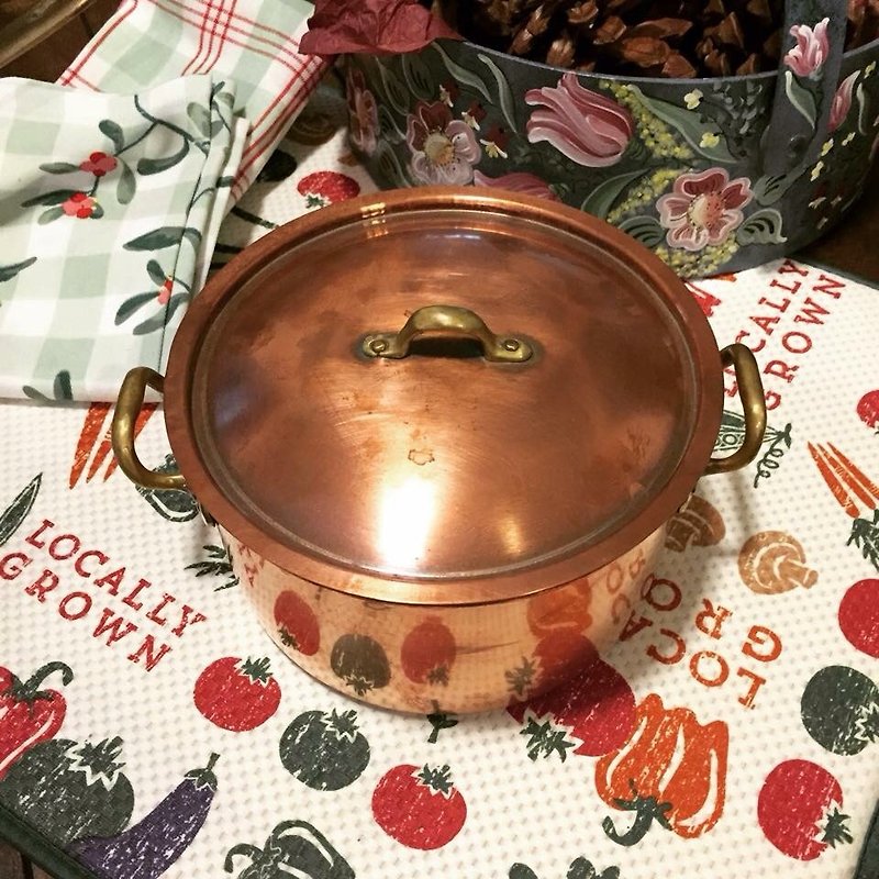 ポルトガル黄色の銅の鍋初期のアメリカの銅の鍋システム - 鍋・ベーキングトレイ - 金属 ゴールド