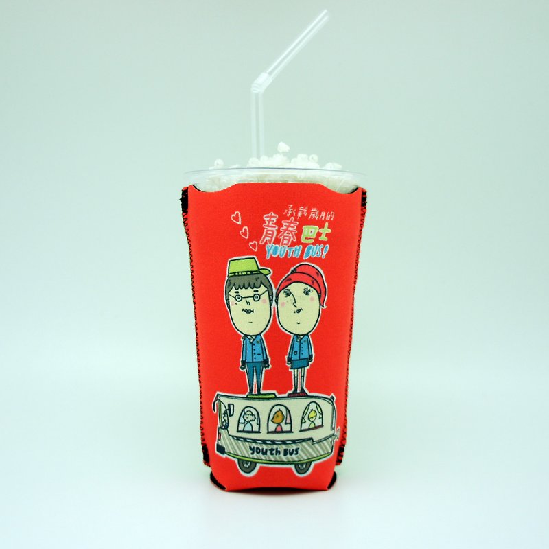 BLR 保冷杯套 適用市售 飲料杯 Magai's 聯名款 青春巴士 - 杯袋/飲料提袋 - 聚酯纖維 紅色