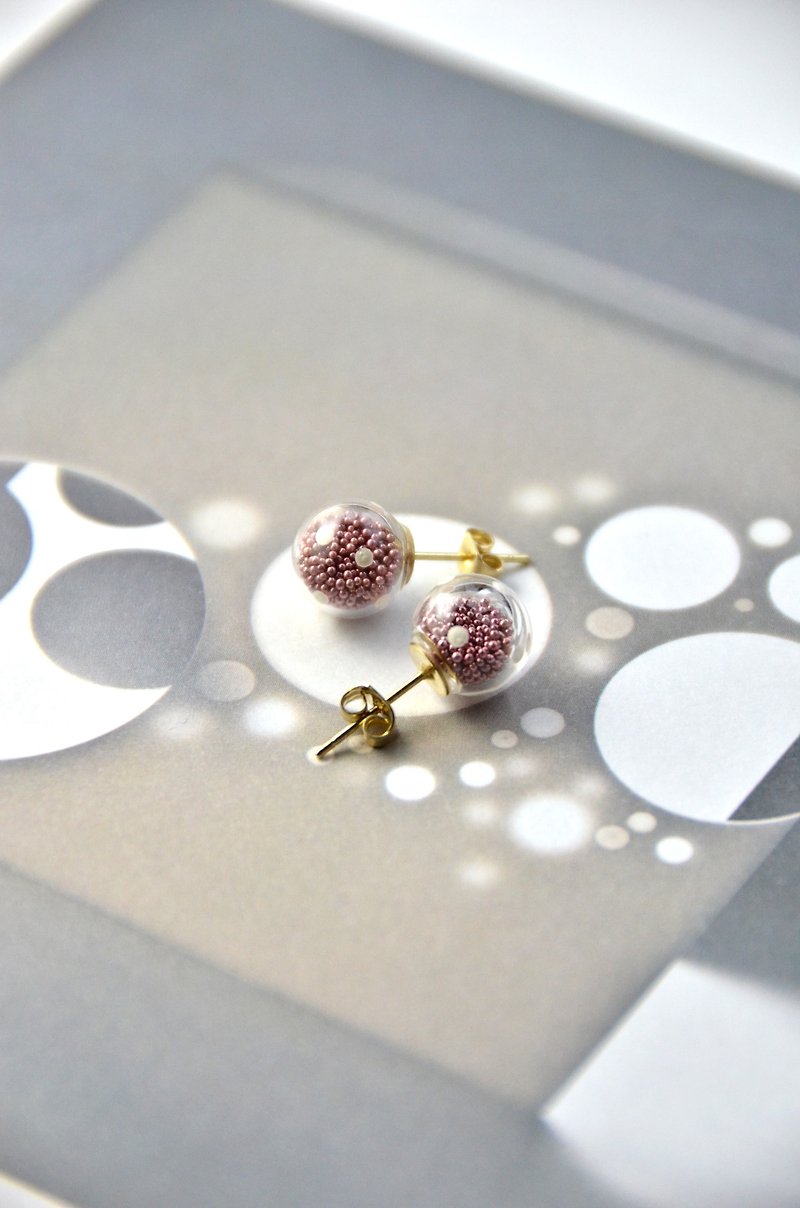 AMATO earrings - Valentines Edition - matallic dark pink polka dots glass bubble earrings - Earrings & Clip-ons - Glass Red