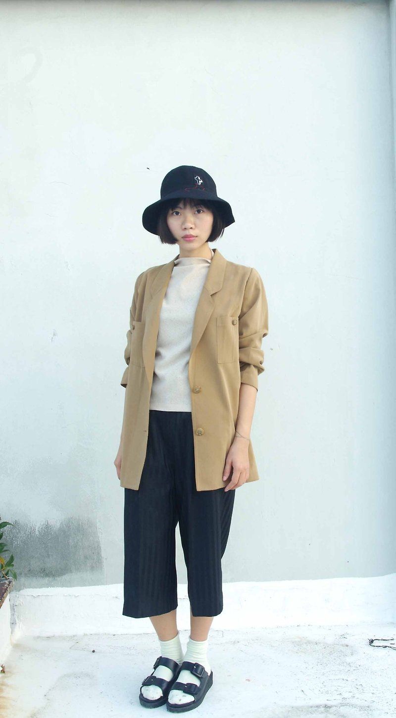 4.5studio-獨立手做 -[R;]Restyle 改造系列-peach fabric 摩卡咖啡色西裝外套 - Women's Casual & Functional Jackets - Other Materials Brown