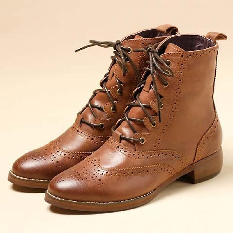e'cho. British retro carved refined, oxford lace boots ║Ec10 retro coffee - Women's Casual Shoes - Genuine Leather Brown