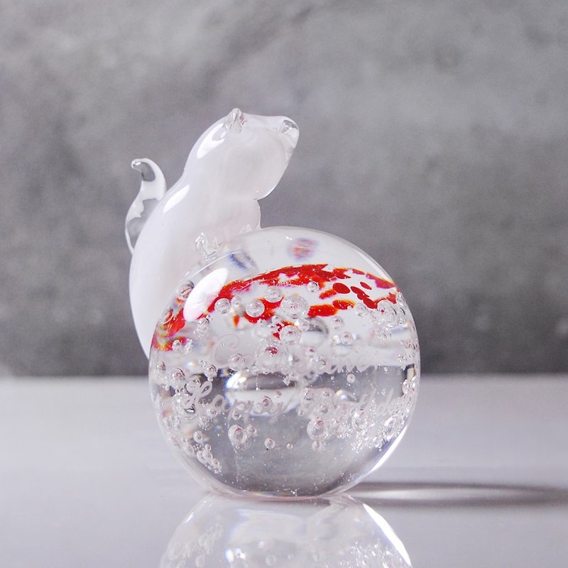 [猫]クリスタルボール（白）贈り物をスレーブボール水晶玉の装飾品猫と一緒に遊ん猫は彫刻ではありません - 置物 - ガラス ホワイト
