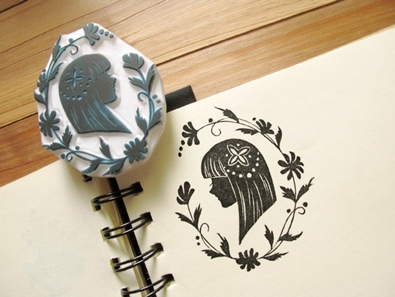 Apu Handmade Chapter Romantic Beautiful Silhouette Girl Stamp Pocket Book Stamp - ตราปั๊ม/สแตมป์/หมึก - ยาง 