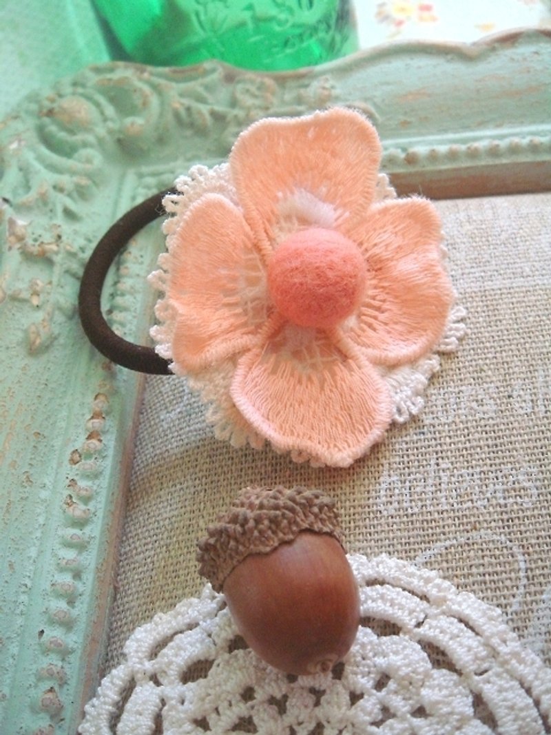 Garohands Summer orange pink hydrangeas wool felt gift lace feel tress H012 - Hair Accessories - Other Materials Orange