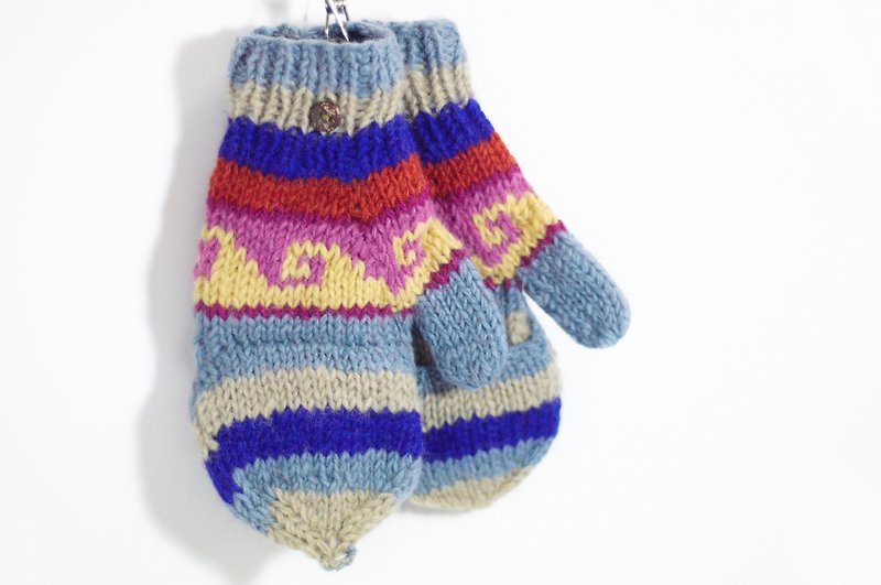 Christmas Gifts / Limited a hand-woven pure wool knit gloves / detachable gloves - playful color - Gloves & Mittens - Other Materials Multicolor