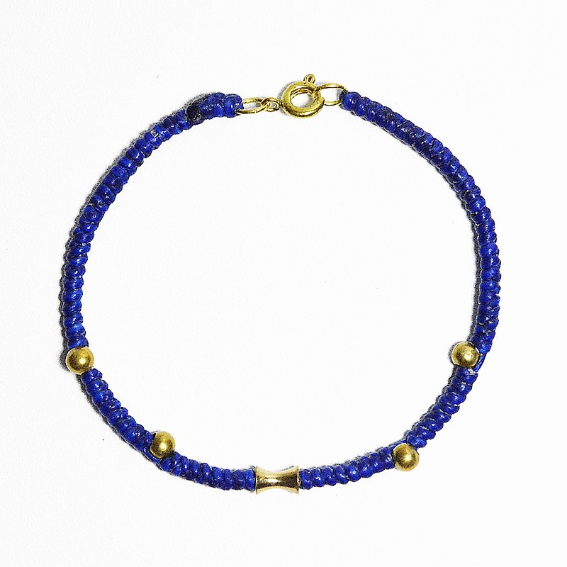 理想情人 黃銅蠟線編織手鍊(17色) - 手鍊/手環 - 蠟 藍色