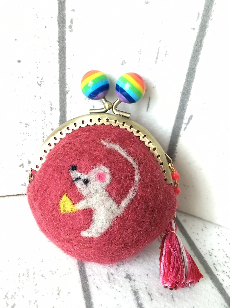 Coin rat of wool felt - Coin Purses - Wool Red