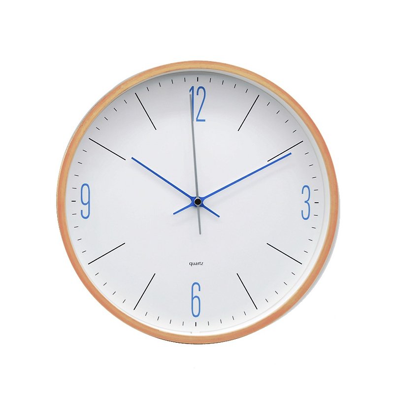 Madera - Simple Blue Mute Wooden Wall Clock Digital Mute - นาฬิกา - ไม้ ขาว