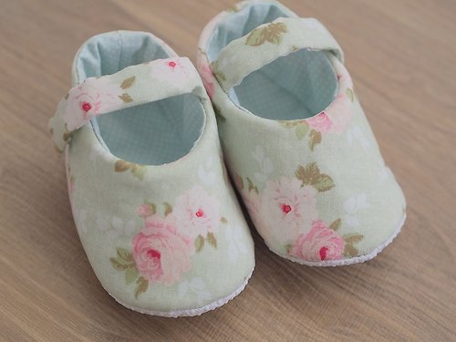 Cocon Zakka 粉綠北歐玫瑰·嬰兒鞋