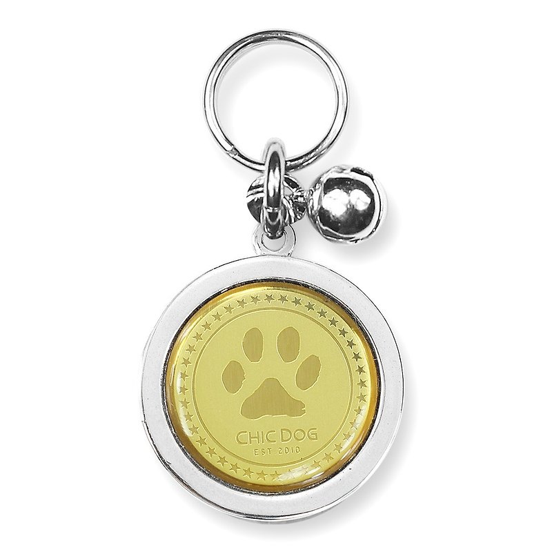 【Stainless Steel double circle】Classic round card with laser lettering - Collars & Leashes - Other Metals 