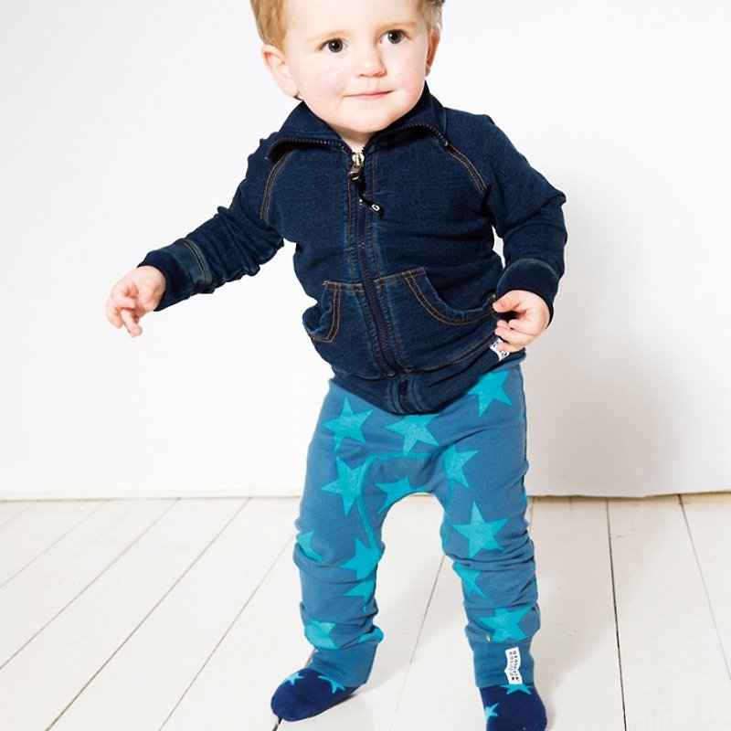 [Lovelybaby Nordic Children's Clothing] Swedish Organic Cotton Flying Squirrel Pants 5 to 6 Years Old Blue Stars - Pants - Cotton & Hemp Blue