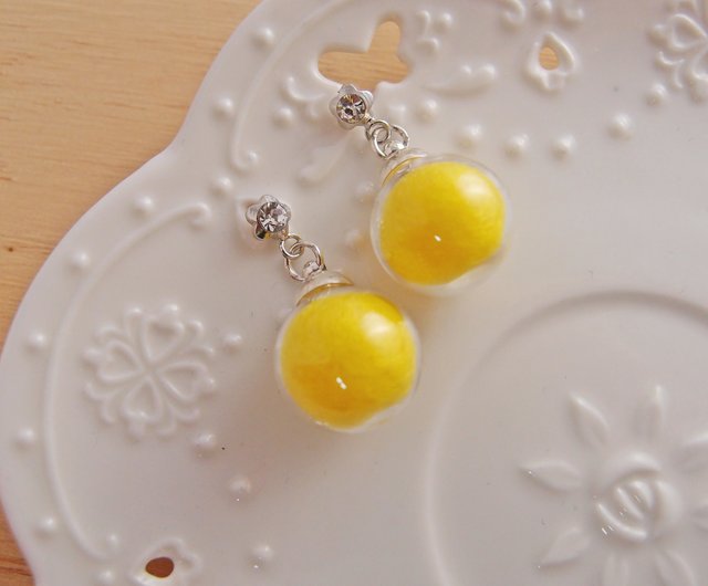 Dream Crystal Ball Bright Yellow Candy Balls X X X Silver Glass Spheres Spiral Needle Needle Clip On Earrings Shop Ccs Earrings Clip Ons Pinkoi