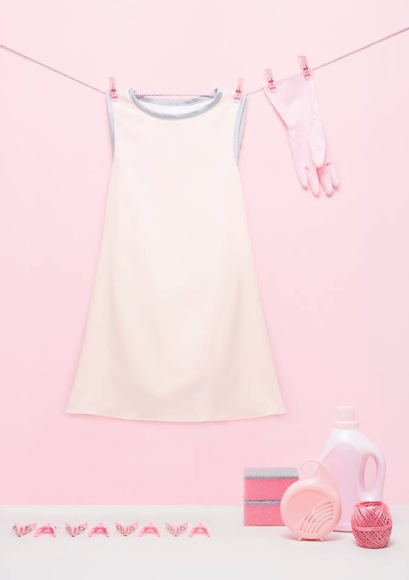 粉紅A-line連身短裙 - 洋裝/連身裙 - 其他材質 粉紅色