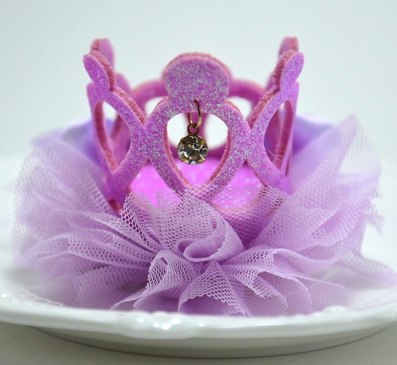 公主皇冠系列-紫色鏤空水鑽版 - 口水肩/圍兜 - 紙 紫色