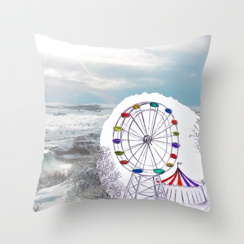 [Travel with Pencil Series] beautiful sky Ferris wheel with hand-painted pillow - cozy, high-quality printing United States - หมอน - วัสดุอื่นๆ 