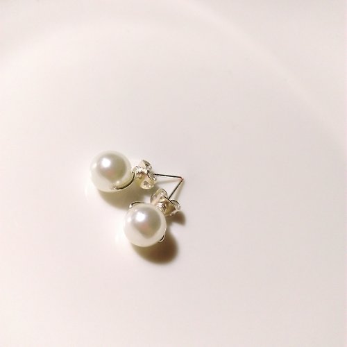 COSMIQUE - 手工製作飾品HK 【LeRoseArts】Belle Perle系列手製耳環- Shell Pearl貝殼珍珠鍍銀線製